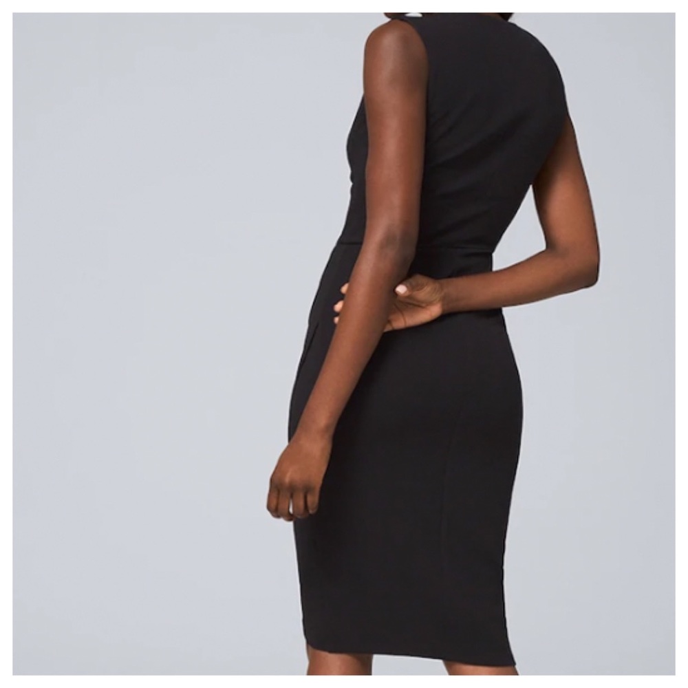 WHBM Classic Jersey Knit Sheath Black Dress 6 8 - Picture 5 of 8